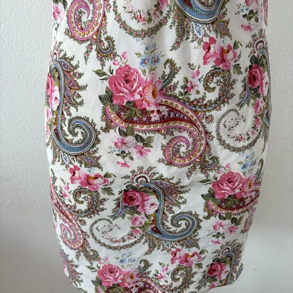 Vintage 90s Victoria’s Secret paisley satin slip dress negligée gold label small